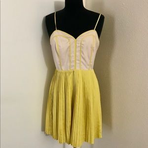 Elle Yellow and Tan Pleated Dress.  Size 6.
